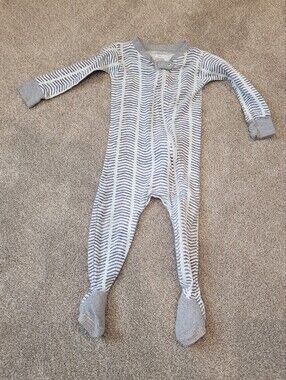 Burt's Bees Baby Gray Striped Footed One-Piece Pajamas - 12 Months